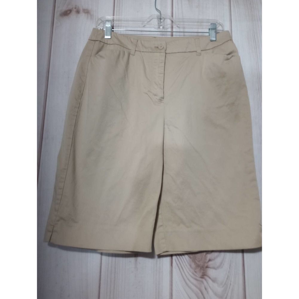Anne Klein Sport Womens Size 8 Tan Khaki Stretch Bermuda Shorts RN 54050